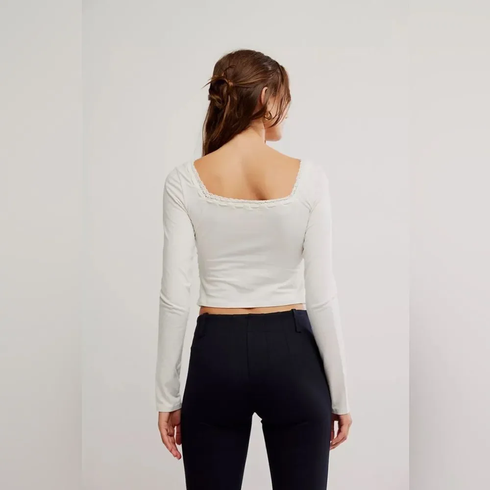 FREE PEOPLE Scarlet Smocked Long Sleeve / Clean Ivory